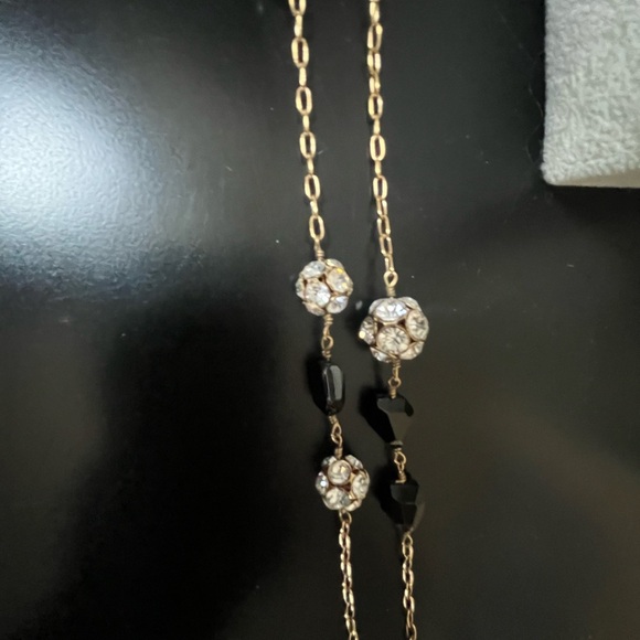 J. Crew Elegant Black and Gold Necklace Long, Designer Fashion Jewelry - Picture 3 of 9